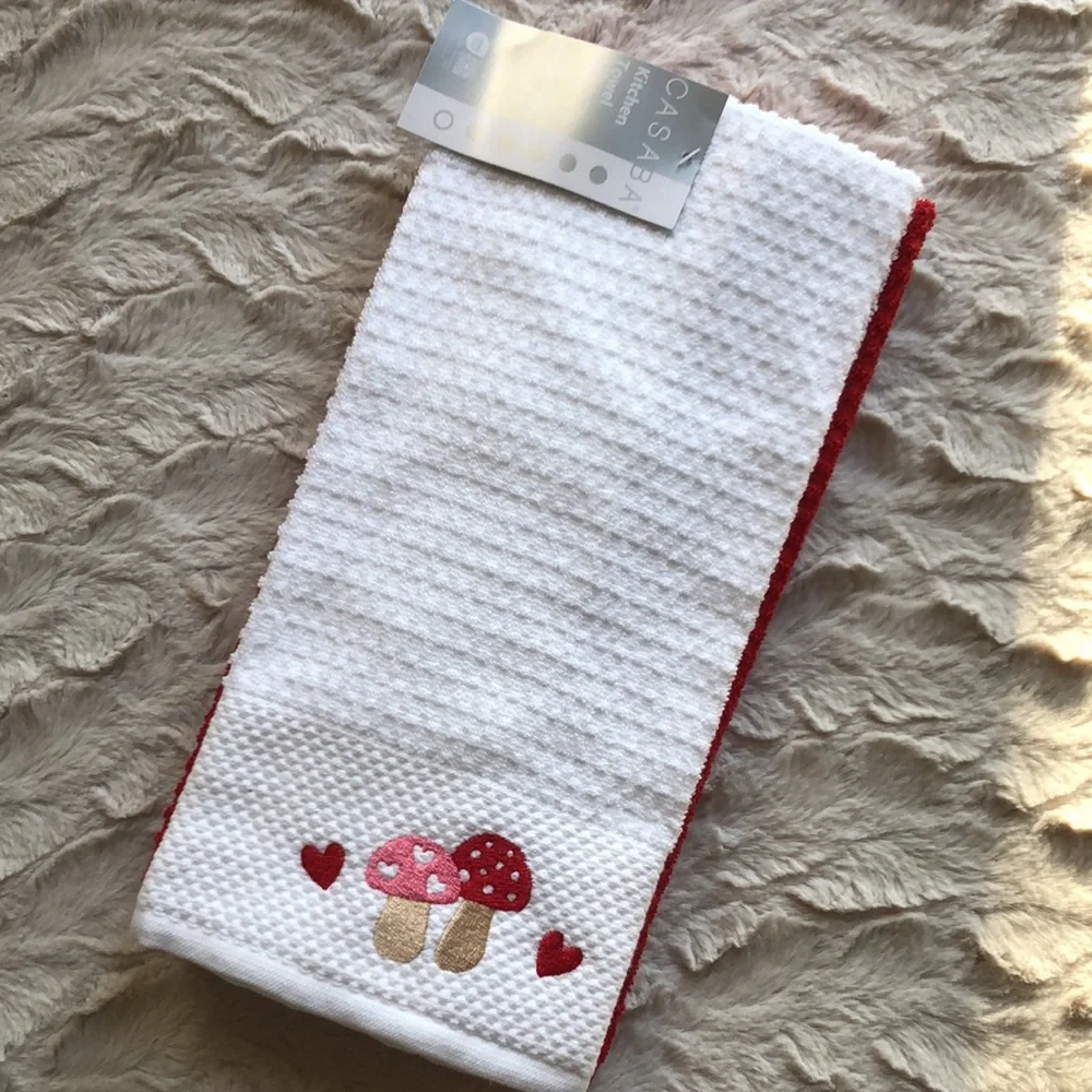 Casaba Mushroom Hearts Kitchen Towels
